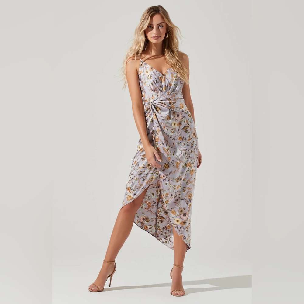 Giselle Floral Twist Front Midi Dress